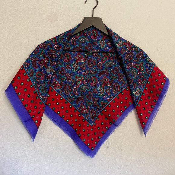 Glentex Vintage Purple Red Paisley Scarf - Picture 1 of 3